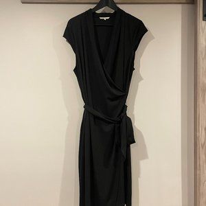 Black V-Neck Wrap Dress